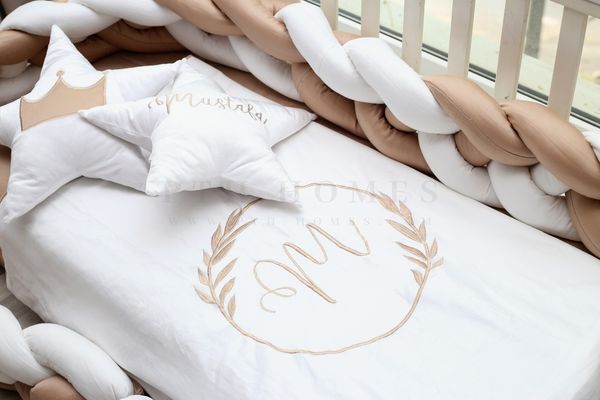 Customized Beige & White – Braided Bedding Set