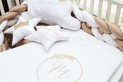 Customized Beige & White – Braided Bedding Set