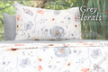 Grey Florals - Cotton Satin