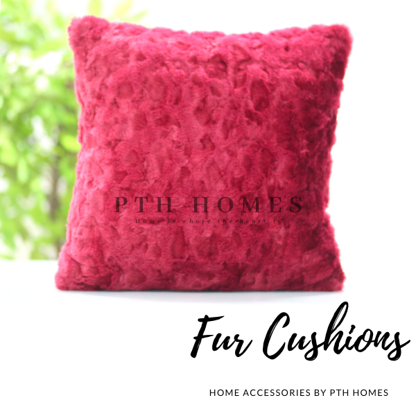 Fur Cushion Cover (Maroon Mulberry)