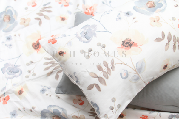 Grey Florals - Cotton Satin