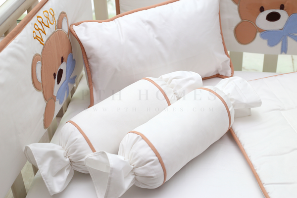 Hello Beary - Embroidered - Crib Bedding Set (White)