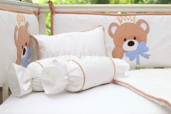 Hello Beary - Embroidered - Crib Bedding Set (White)