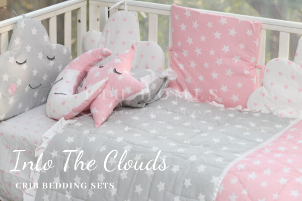 Into The Clouds - Bubblegum Pink - Crib Bedding Set