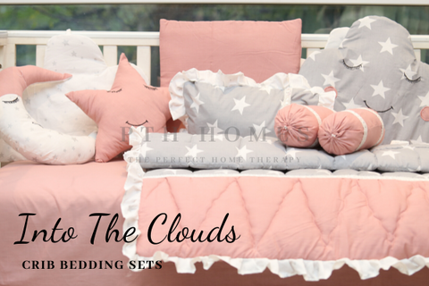 Into The Clouds - Flamingo Pink - Crib Bedding Set