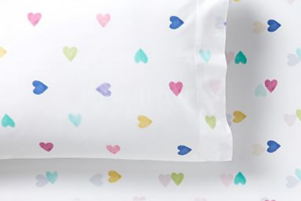 Colorful Hearts - Cotton Percale - Bedsheet Set