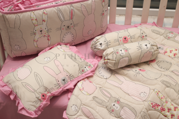 Pink Bunny - Crib Bedding Set