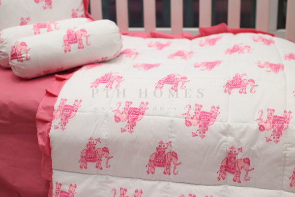 Pink Elephant - Crib Bedding Set