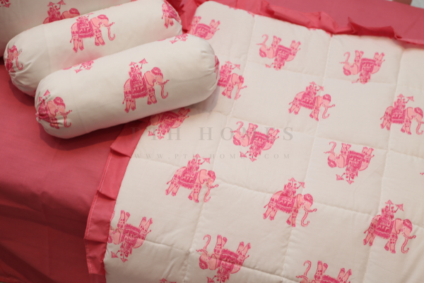 Pink Elephant - Crib Bedding Set