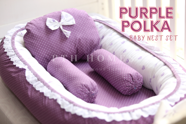 Baby Nest - Purple Polka