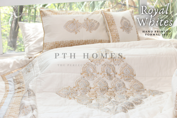 Royal Hues - White - Block Printed