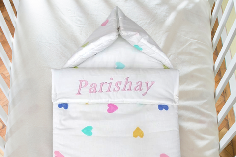 Colorful Hearts - Sleeping Bag With Embriodered Name