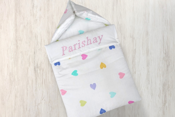 Colorful Hearts - Sleeping Bag With Embriodered Name