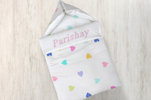 Colorful Hearts - Sleeping Bag With Embriodered Name