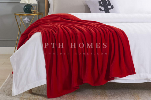 Coral Red- Fleece Blanket