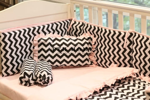 Baby Pink Chevrons - Crib Bedding Set